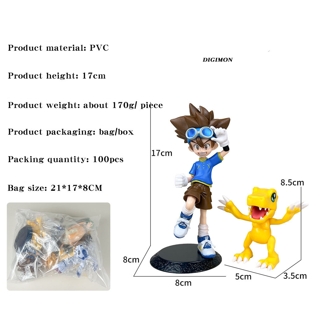 Großhandel der niedlichen Digimon handgefertigtes Anime -Set mit acht Göttern, einem alten Biest und Tuchbiestmodelldekorationen für Puppen