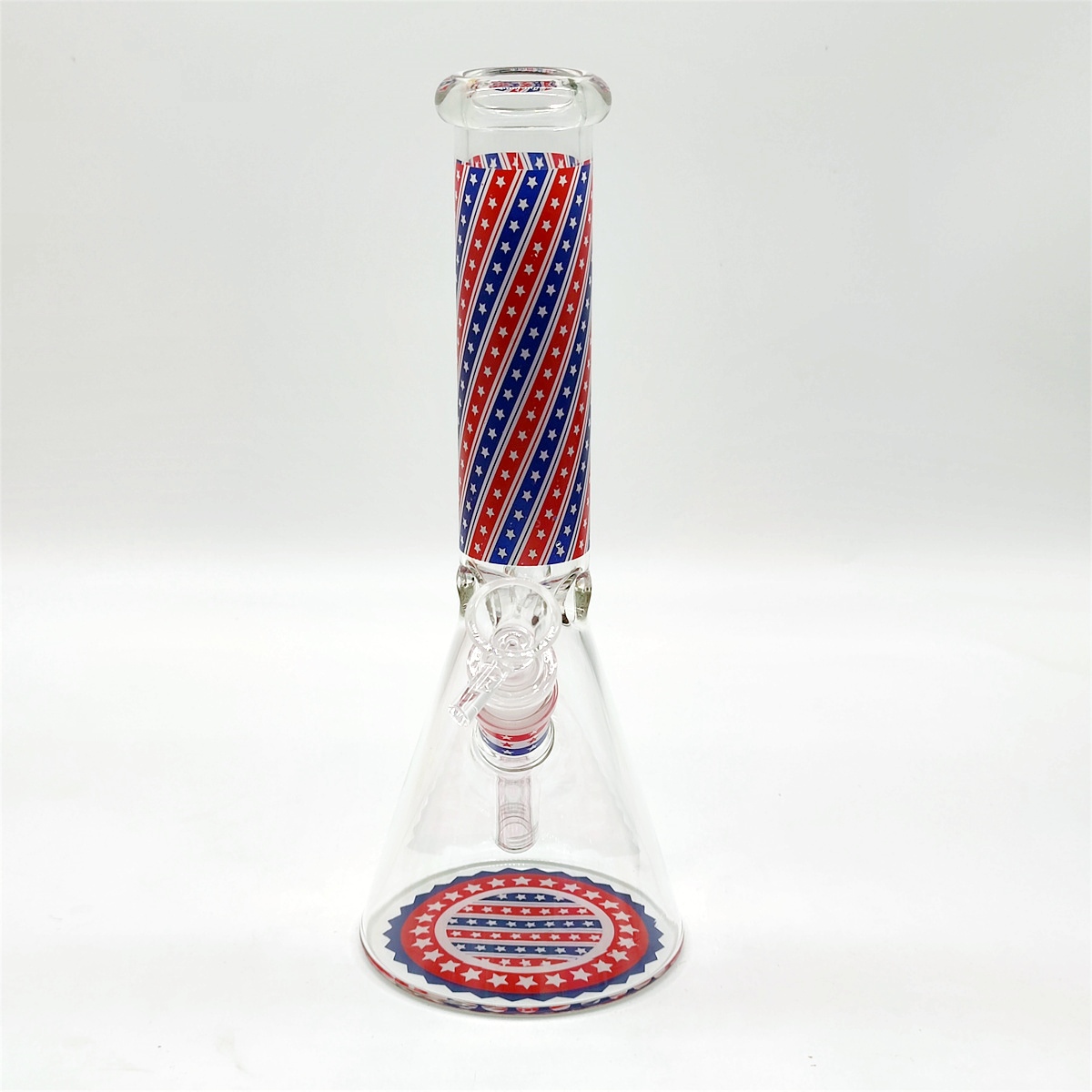 10 tums glas bägare bongs us strip flagga blå vit stjärna hård bong hopah traingle olje riggar bubbler vatten rör bong tobak rök rökrör bongs 14mm molnskål