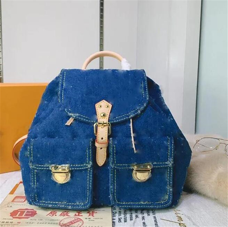 Diseñador de lujo M444460 SAC A DOS PM Bolsa de lona de mezclilla de mochila