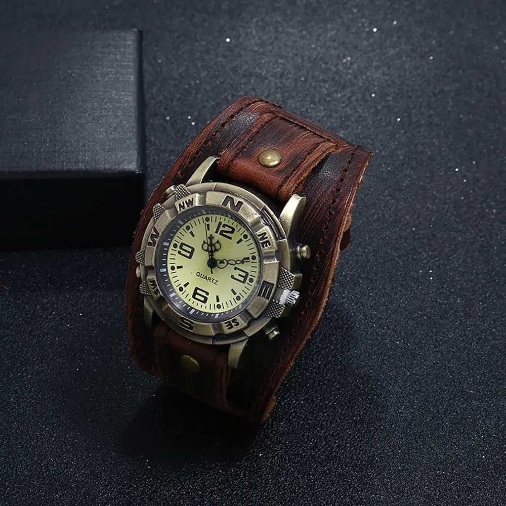 Altri orologi MENS PUNK Vintage Simple Fashion Pin Buckle Watch in pelle Reggio Masculino Watch MENS ERKEK KOL SAATI 2023 NEWL240403