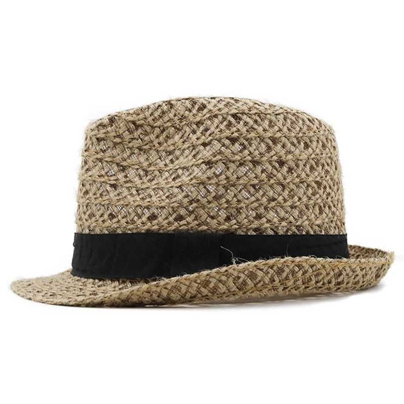 Breite Krempeln Hüte Eimer Hats Western Sunshade Cap Summer Panama Beach Caps Frauen Männer Stroh Fedora Hats Urlaub Handgefertigte Jazzhut Travel Freizeit Sonne Hats Neu 240407