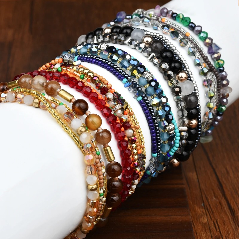 Bohemian multicouche Bracelet Miyuki Berons de graines à facettes Crystal Crystal Women Vacation Amitié bijoux