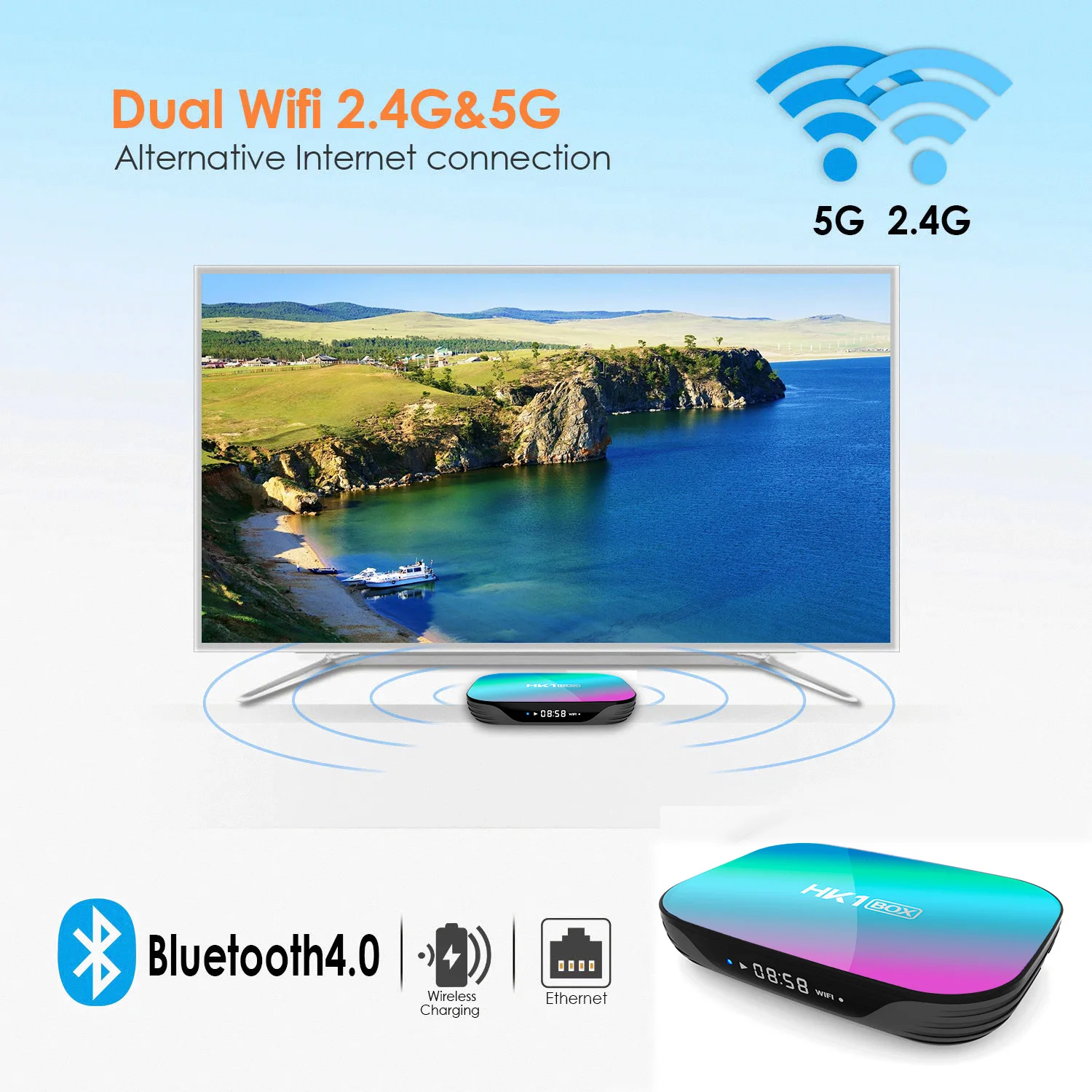 Box Smart 8K Android 9 TV Box x3 S905X3 Quad core Google Player 4G 128G 2.4G/5G WiFi 1000M LAN Set Top Box Pk X96 Max + Ricevitore TV