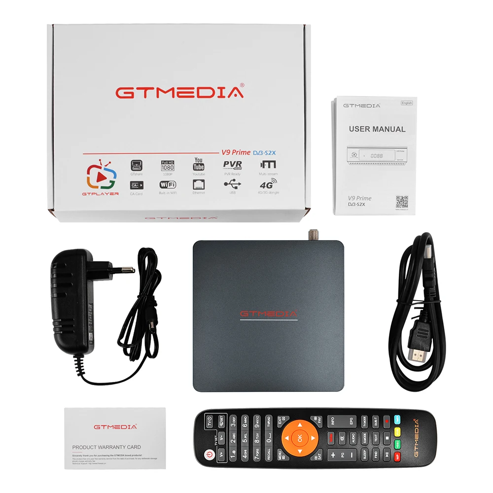 Receivers GTmedia V9 Prime Satellite Receptor Support DVB S/S2/S2X Card Xstream Smart Online TV APP Builtin 2.4G WIFI