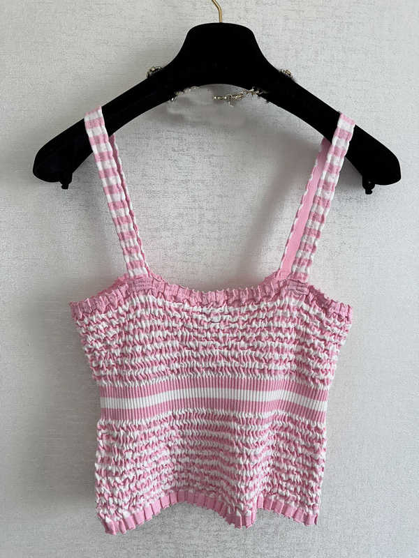 Women's Tanks & Camis Designer Brand Shenzhen Nanyou Huo~24 Spring/summer New Product Small Fragrant Wind Pink Stripe Suspended Tank Top for Women Y5UX