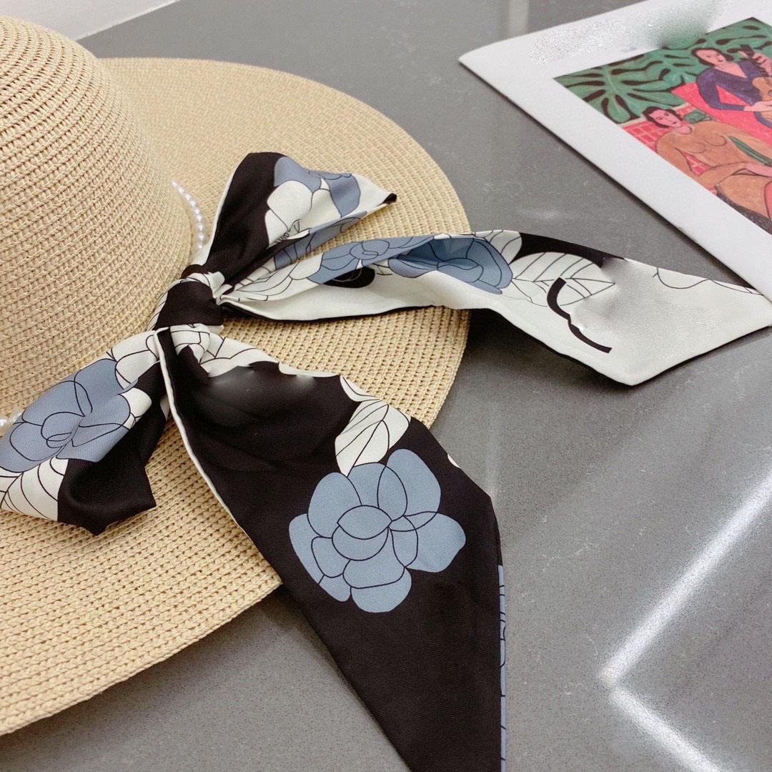Szeroki rondo designerski kubek kubek męski i damski elegancki słomkowy kapelusz perłowy szaliki