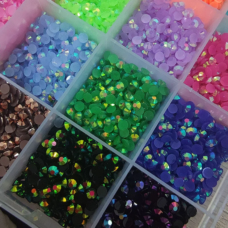 Analysator Kawaii 1Box 3mm Harz Non Hotfix -Strass 24*1000 Mischen Sie Gelee Farbige Nagelkunst Flatback Glitzer Edelsteine 24 Girs