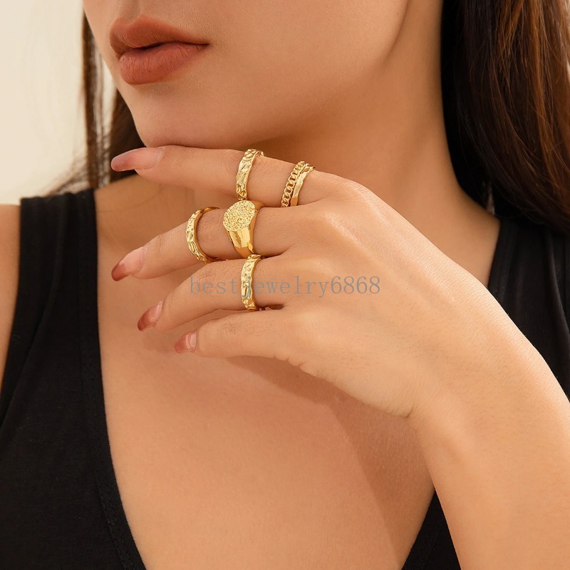 Vintage Geometric Adjustable Open Finger Rings for Women Wed Bridal C Shape Nail Ring Couple Jewelry Accessories