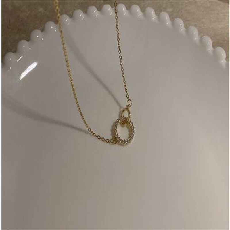 Lichte luxe waterdiamantcirkel hanger ketting eenvoudige en gepersonaliseerde hoogwaardige kraagketen vrouwen AB111