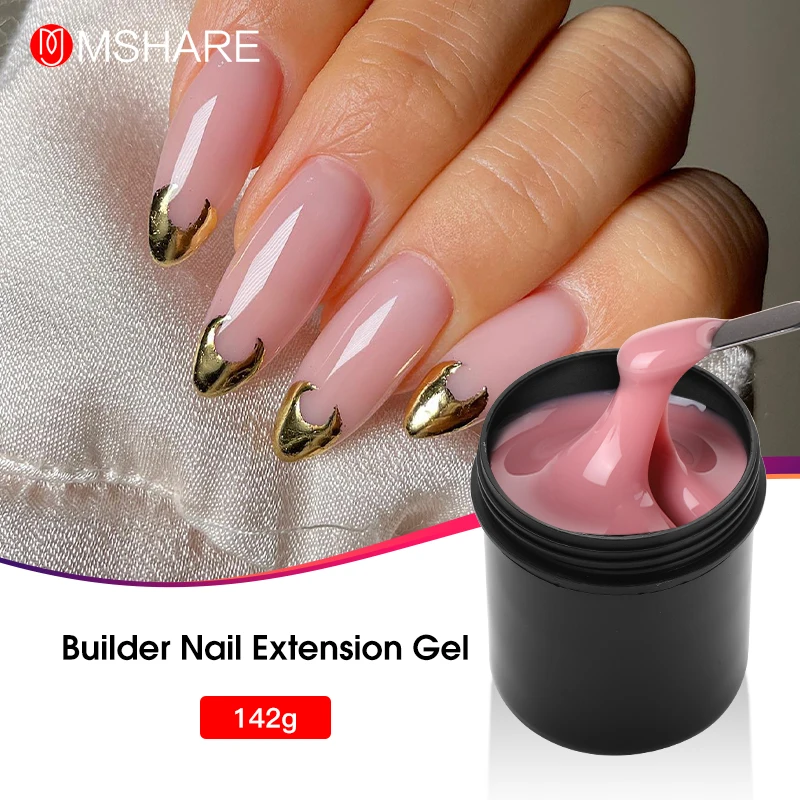 Gel Mshare Nude Pink Gel for Extension Builder Uv Nail Self Leveling Alignment Low Burn Heat Hard Gel Manicure for Nails Finger 142g