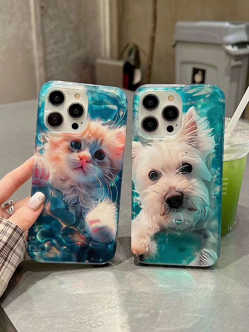 Süßer Hund weiche IMD -TPU -Koffer für iPhone 15 14 Pro Max 13 iPhone15 Fashion Crystal Happy Callody Nizza Tier Schöne Shinny Bling Girls Lady Telefon Rücken Cover Haut Haut