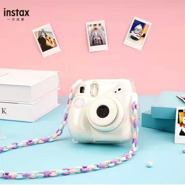 Camera Fujifilm Instax Mini 7+ Instant Camera Film Cam Autofocusing Wrist Strap Birthday Christmas for Girl New Year Festival Gift as