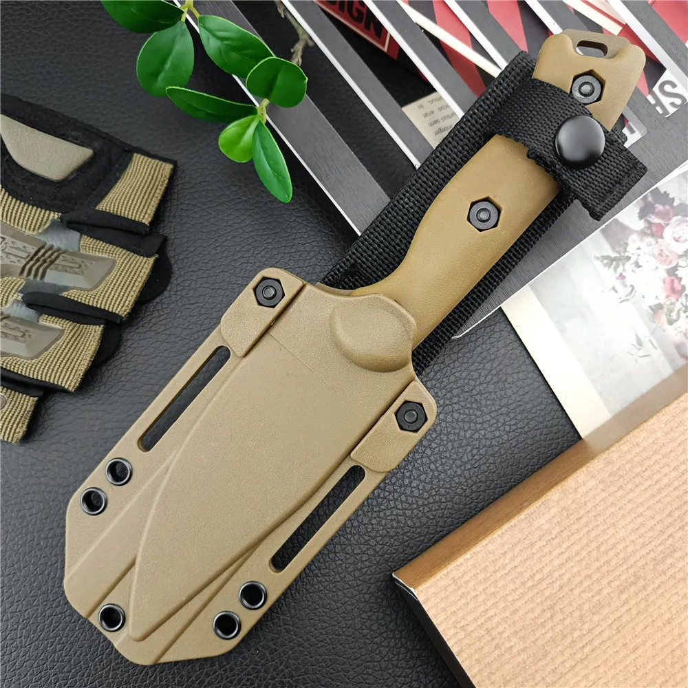 BK19 Full-tang Hunting Knife Tactical Military Survival Knife D2 Steel Blade Bushcraft Self Defense Camping EDC Tool with Sheath