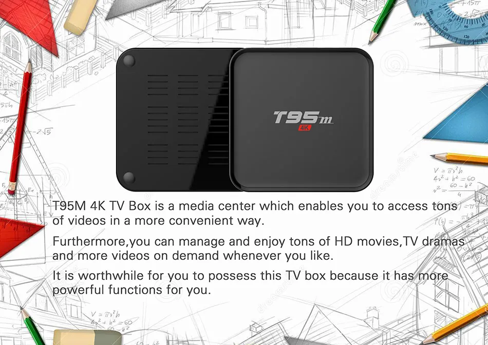 Box Amlogic Stream T95M Android TV Box 1G / 8G 2G / 8G Players multimédias 2.4G WiFi Amlogic S905X 16.0 Android 6.0 Quad Core H.265 TV 4K Box Box