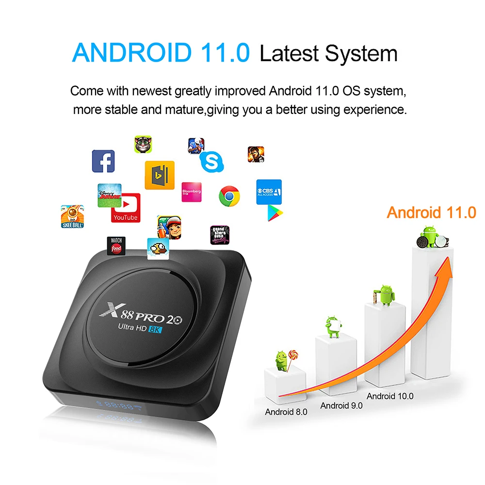 Box x88 Pro 20 TV Box Android 11 8GB RAM 128GB ROM ROCKCHIP RK3566 SUBNER 4K 8K 24FPSBOX Google Assistant YouTube 4G 64GB 32GB