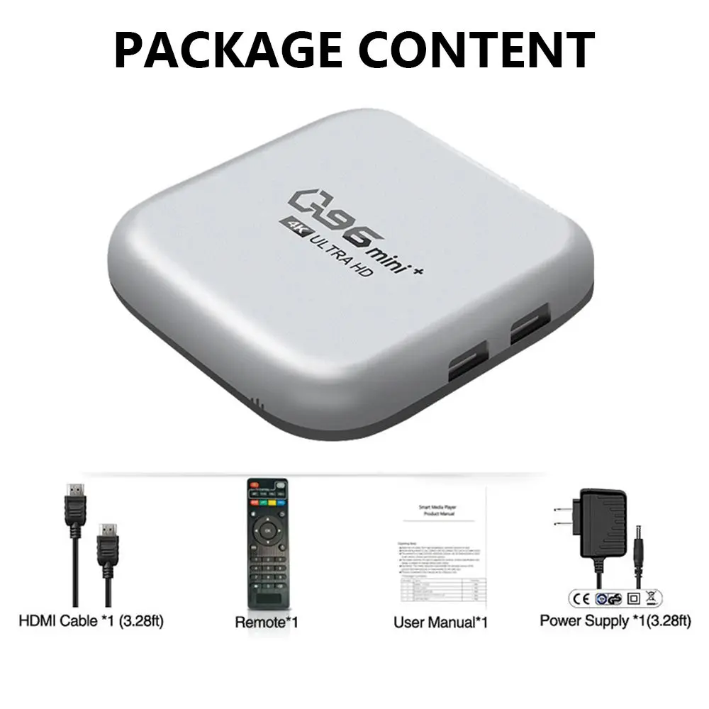 Box 2022 Nouveau 8 Go + 128 Go H.265 Media Player Q96 Mini Plus Smart TV Box Android 10.1 Amlogic S905L Quad Core 2.4G WiFi 4K Set Top Box