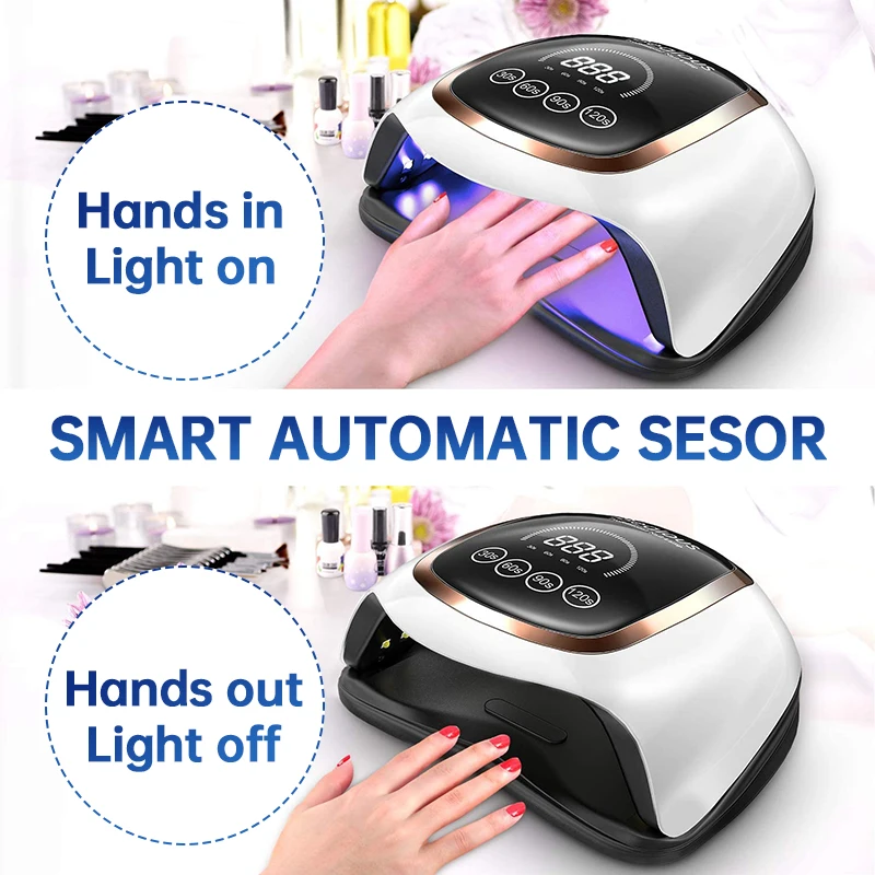 Zestawy Lampa LED UV do paznokci suszarka Manicure Lampa paznokci z przełącznikiem dotykowym Wyczuwanie Wykazanie LCD Szybka utwardzanie WSZYSTKIE POLETOWE PIELĘCIE