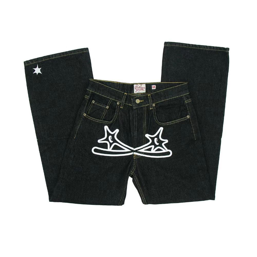 Calça jeans de jeans roxa calça jeans calças de alta qualidade de alta qualidade de streetwear retro calças de moletom casual