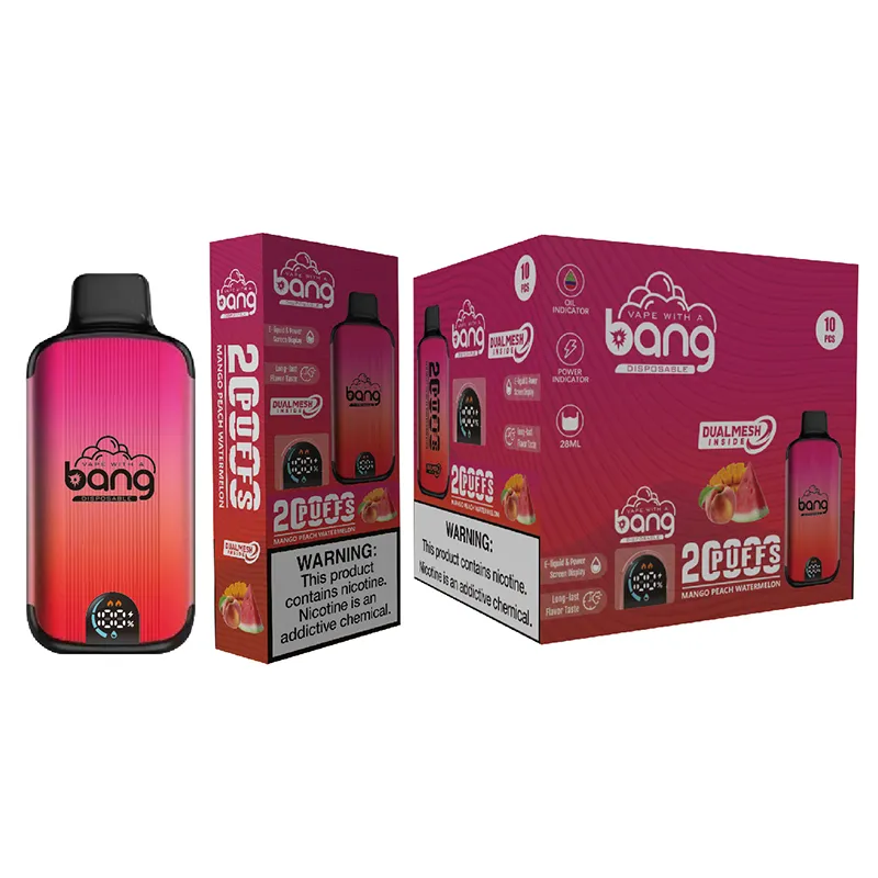 FU Original Bang Box 20000 20K Puffs Ondosable E Cigarettes Vape Pod Device 650MAH Батарея 28 мл предварительно заполненная против Puff 12000 12K 9000 Puff 18000 Bang King Digital Puff 20k