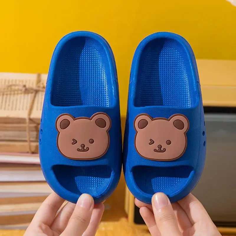 Slipper desenho animado urso crianças chinelos meninos meninas meninas grossas sola sem deslizamento sapatos de praia de verão