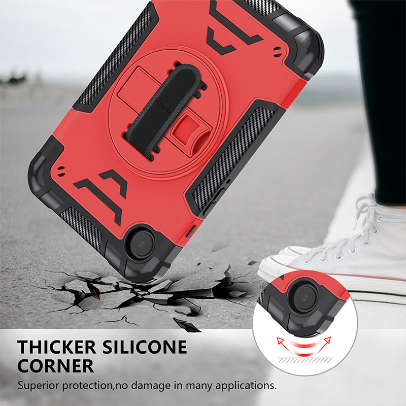 Caixa de kickstand para SAM TAB A9 Caixa de TPU+PC de 8,0 polegadas, Choque para o choque pesado com alça de mão Proteção rotativa de 360 graus para x110/x115/x117 Tampa