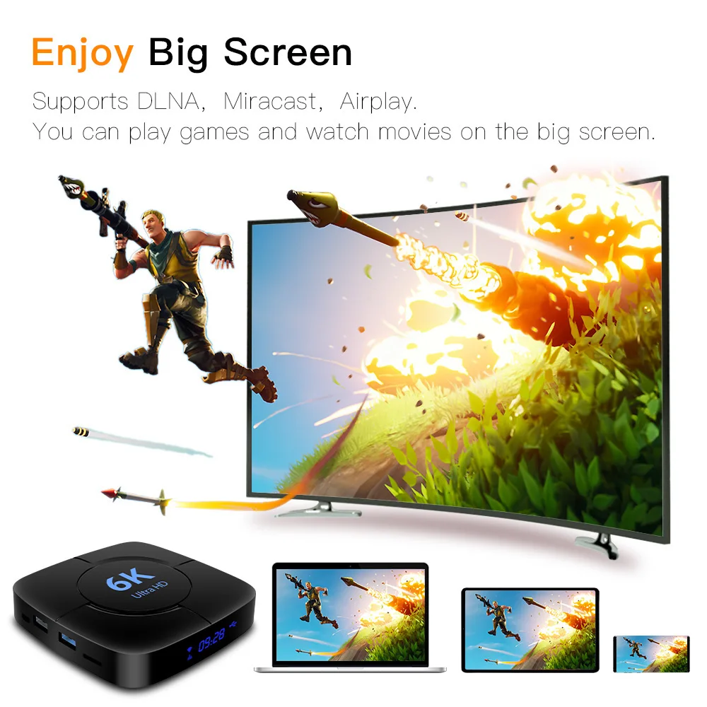 Box Woopker 6K TV Box Android 10.0 Voice Control Assistant 2.4G 5.8G WiFi 3D 6K Ultra HD Media Player 4G RAM 32G 64G ROMセットトップボックス
