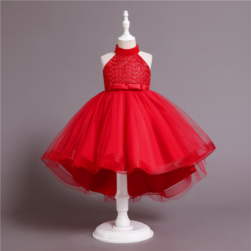 Pretty Red Blue Halter Kızın Doğum Günü/Parti Elbiseleri Kız Pageant Elbiseleri Çiçek Kız Elbiseler Kızlar Günlük Etekler Çocuk Giyim SZ 2-10 D408285