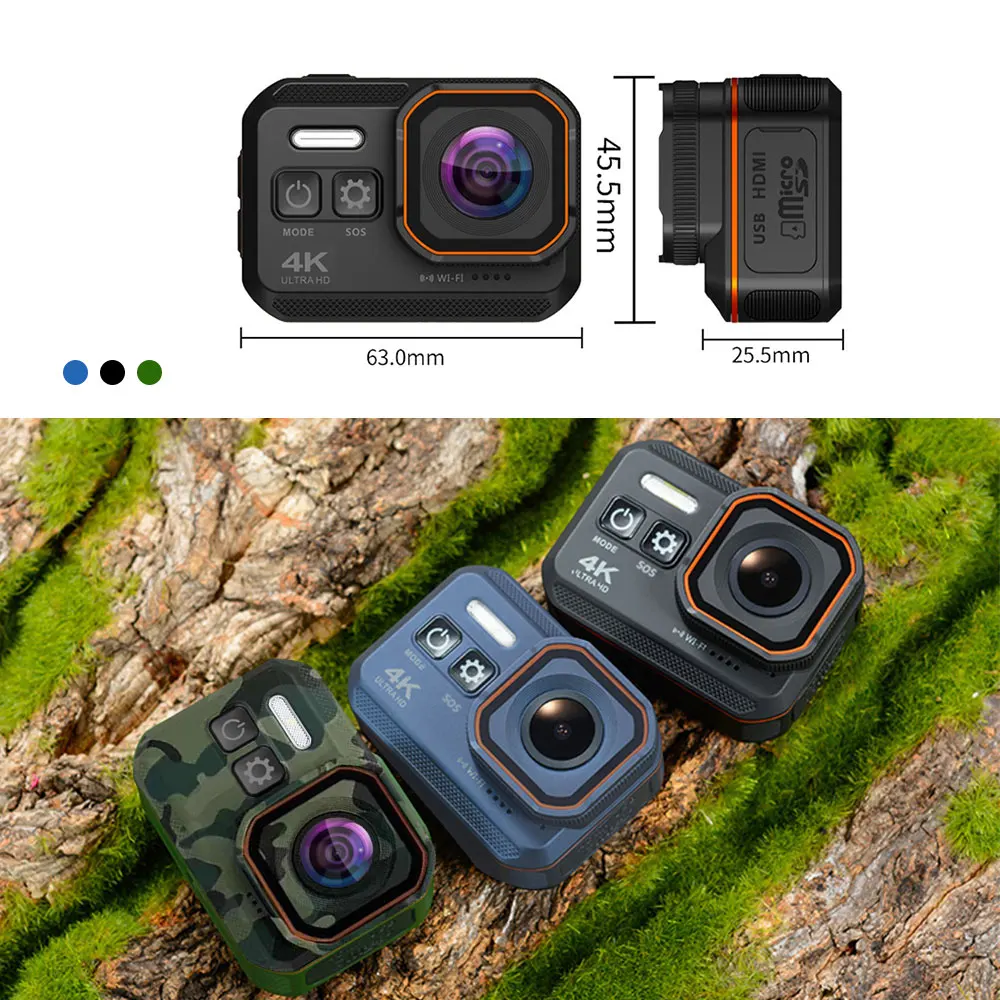 Fotocamere Action Camera 4K HD con telecomando Schermo impermeabile Registratore di unità telecamera 4K Sports Camera Action Cam Hero 8