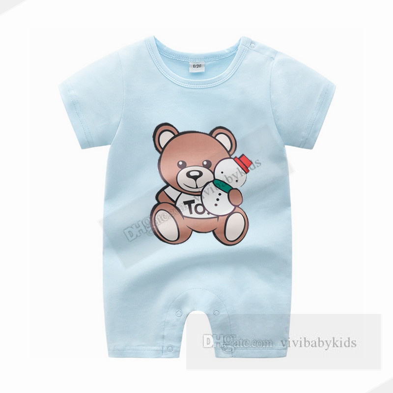 Baby Snowman Bear Printed Rompers Onesie Designer Spädbarn Girls Bomullsbaskräkter Jumpsuits Summer Toddler Kids Soft Climb Clothes Z7561