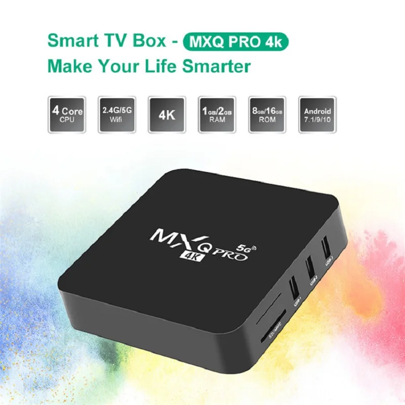 ボックススマートテレビボックスAndroid 10.0 MXQ Pro 4K AllWinner H3 1G 8G 3D 2.4G WiFi Google Play YouTubeメディアプレーヤー非常に速いSettop TV Box