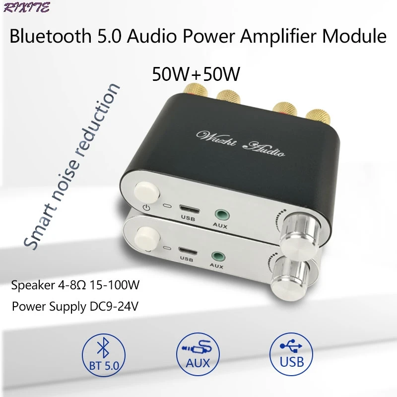 Amplificatore bluetooth 5.0 wireless stereo audio potenza amplificier board TPA3116 50wx2 AMP AMP Amplificador Home Theater 502D