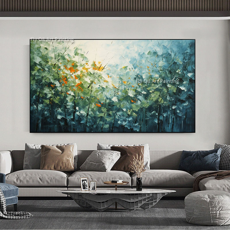 Grote wilde bloemen aangepast schilderen bloeiende groene planten canvas olieverfschilderij 100%handgemaakt abstract bloesem canvas schilderen witte bloem schilderij huisdecoratie