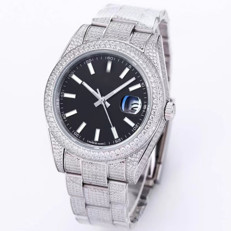 Wrist watches Classic Diamond Watch Mens Watch Automatic Mechanical Wristwatch 41MM Mosan Sapphire Waterproof Dign Diamond-Strap Montre De Free transport