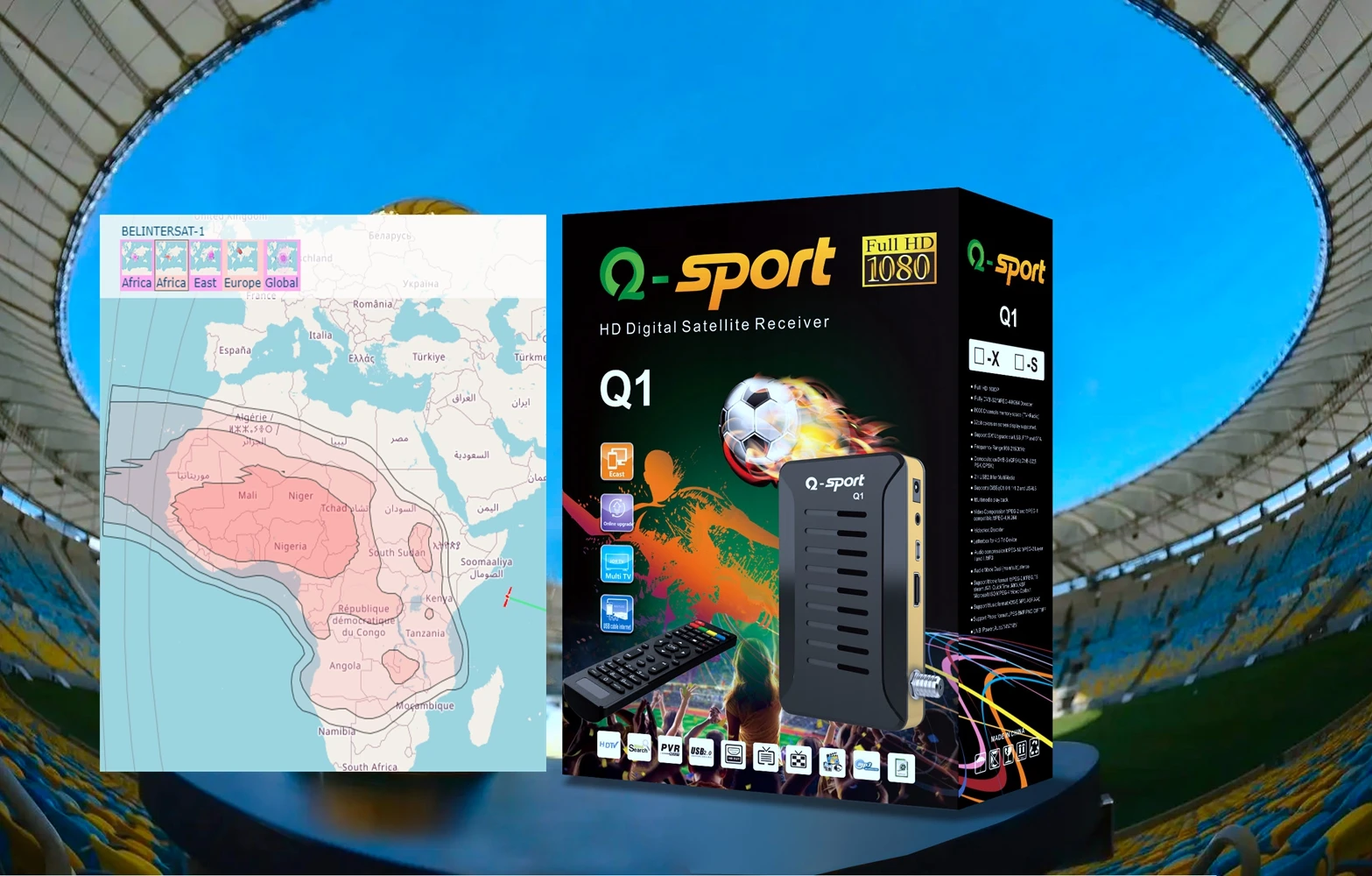 BOX 2022 NOUVEAU QSPORT Q1 AFRICA HD DIGITAL SATELLITE RECEPIER NON BESOIN DE LIGNE GOOD SATELLITE Digital TV Box DVBS2 Decoder for Africa