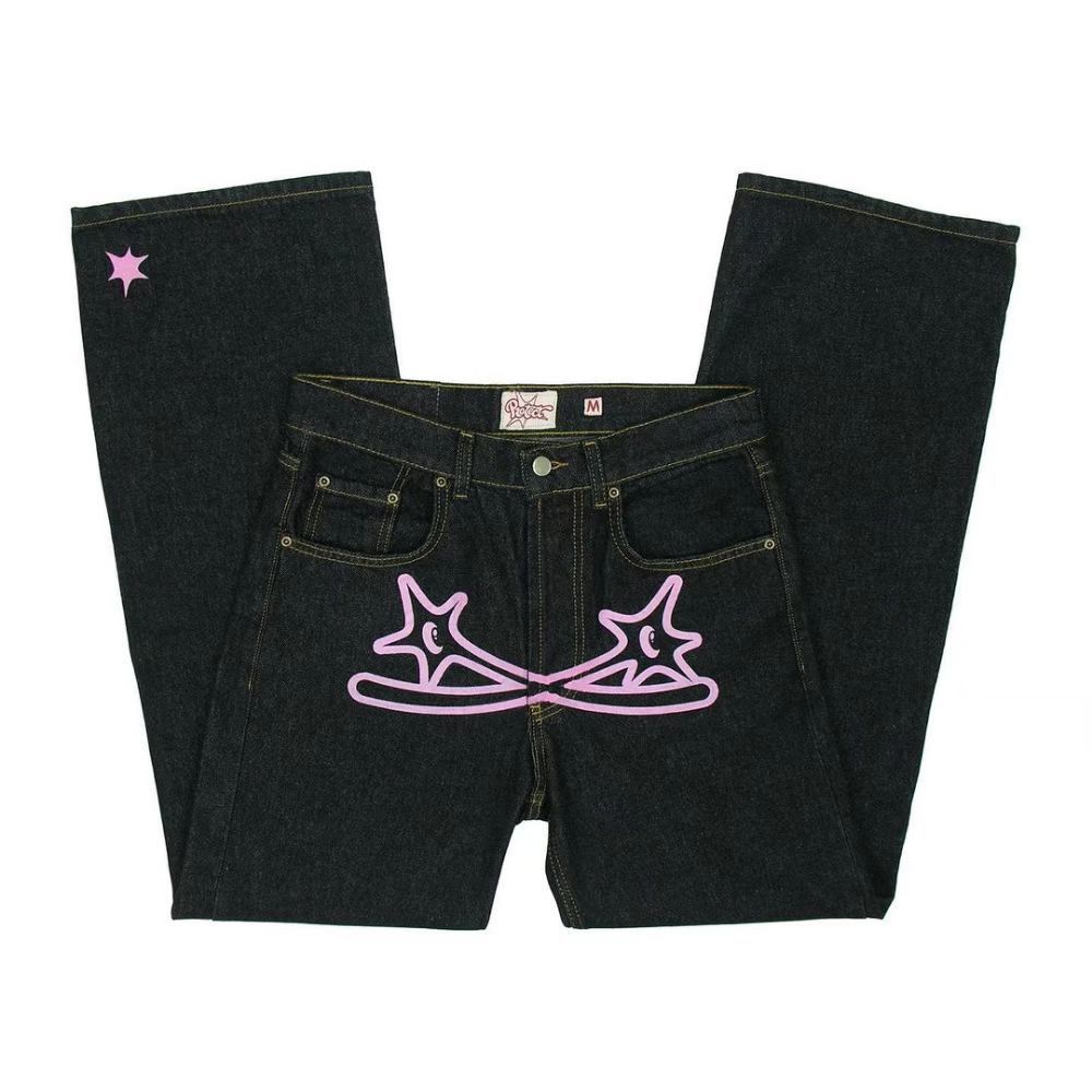 Calça jeans de jeans roxa calça jeans calças de alta qualidade de alta qualidade de streetwear retro calças de moletom casual