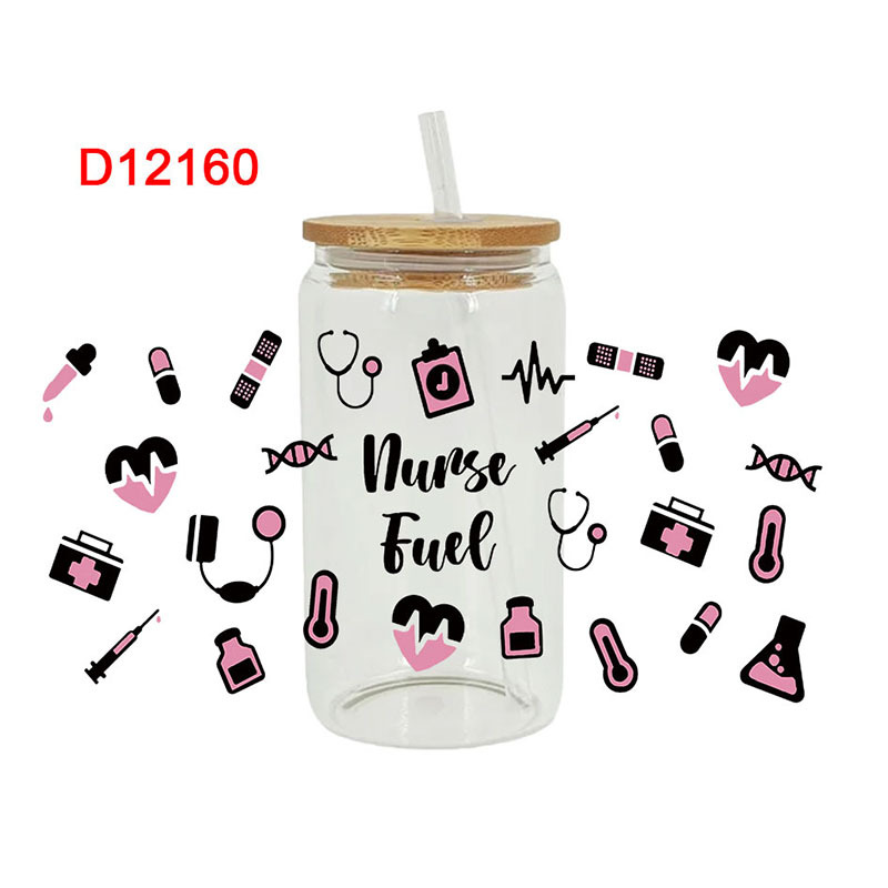 Acrílico de 16 oz de plástico de plástico taza de agua con pajita, taza de vidrio de calcomanía de transferencia UV con pegatina UV DTF Summer Drinkware Mason Jar Juice Copa de jugo 23cmx11cm