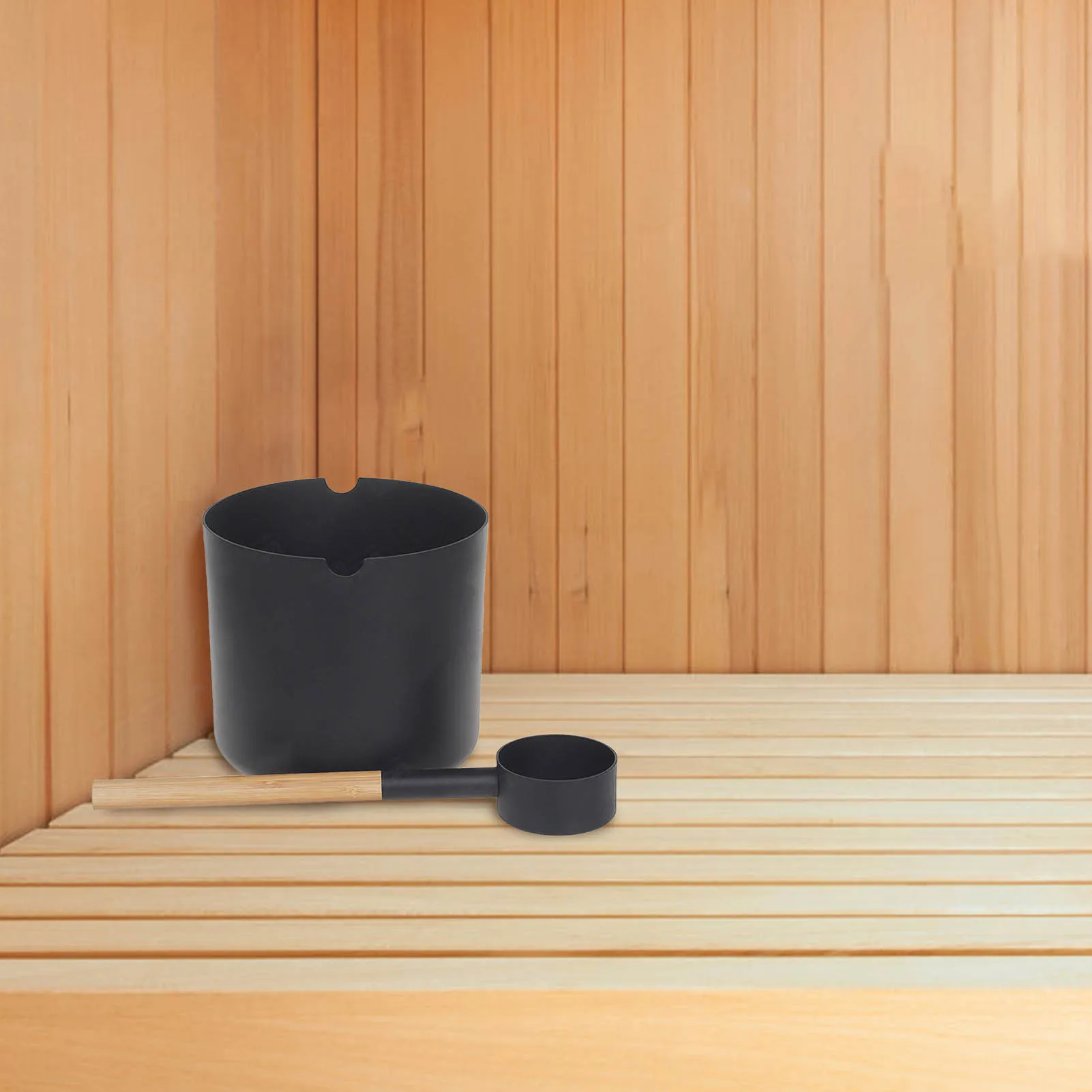 Secchio di sauna da giardino mestolo design dinamico in alluminio secchio sauna con manico Accessori sauna da 7 litri con Spa manico in legno 