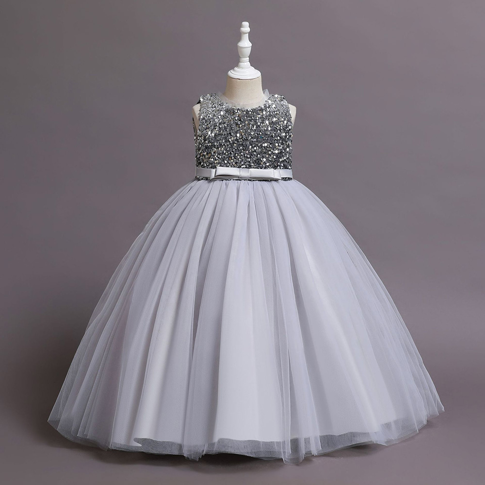 Pretty Silver Wine Green Black Jewel Girl's Birthday/Party Dresses Girl's Pageant Dresses Flower Girl Dresses Girls vardagliga kjolar Kids 'Wear SZ 2-10 D408283