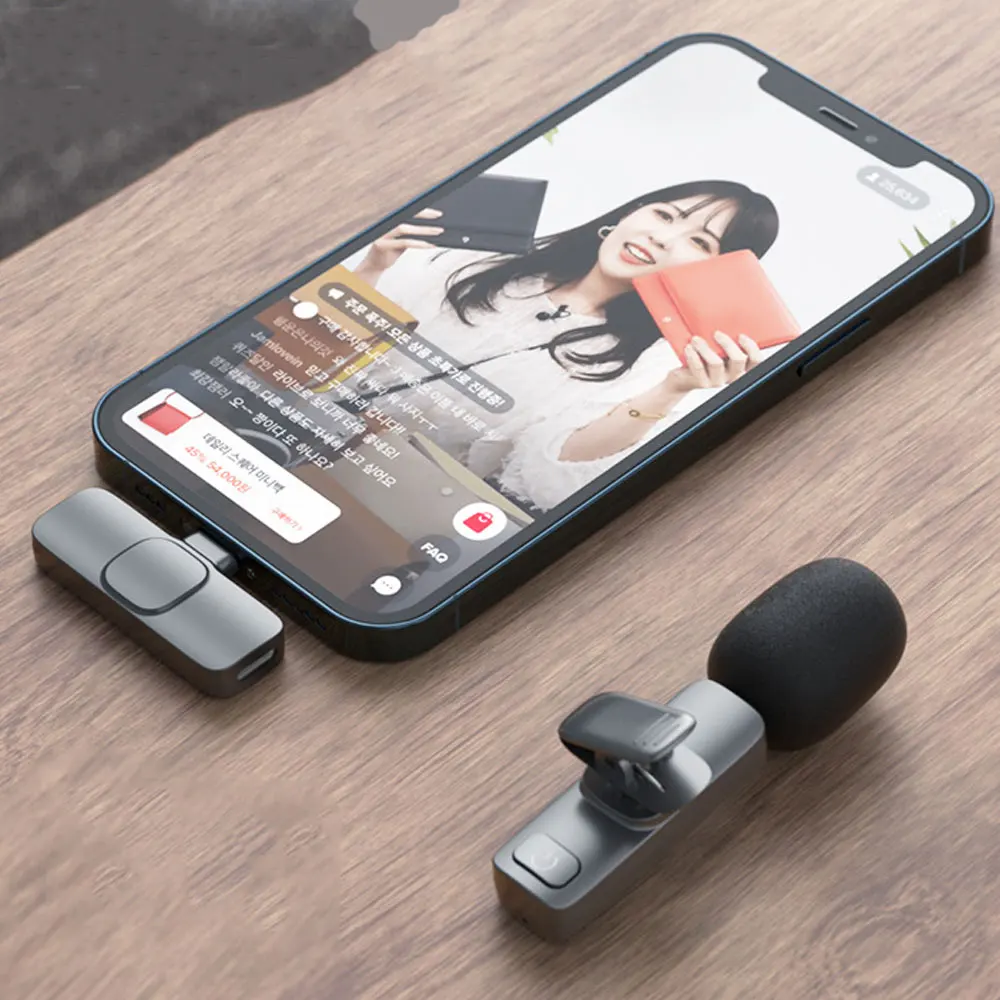 Microphones Wireless Lavalier Microphone 360 Pickup Noise Retros 20m Audio Video Enregistrement Revers Mic de jeu en direct pour iPhone Android Phone