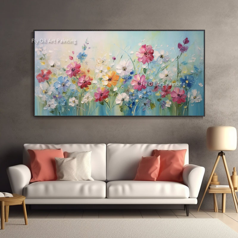 Fleurs Canvas Wall Art Decoration Résumé Paint d'huile sur toile Colorful Fleurs Toirée Peinture Handmade Artwork Chadow Kitchen Office Office Home Decor