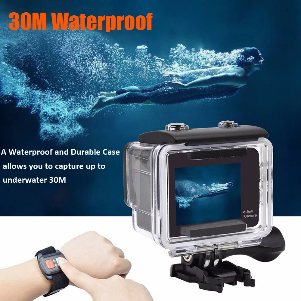 Kameror 4K Action Camera WiFi Remote Control Sportkamera Dual skärm under vattnet 30m vattentät hjälmvideo actioninspelningskamera