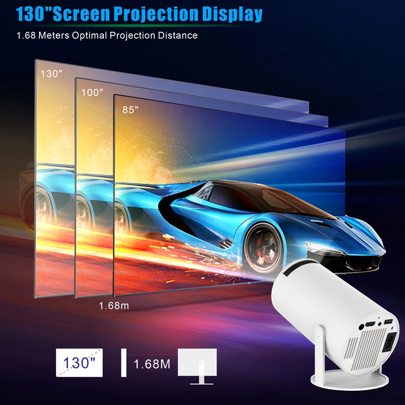 Versão atualizada Hy300 Pro Projecor portátil 8G 2,69 polegadas LCD Full HD Home Theater Projector Smart 180 ° Flip PK Box Android