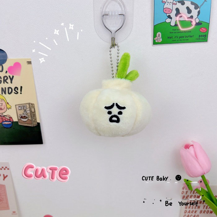 Cute and funny garlic bar, scallions, cabbage, vegetables, plush doll keychain pendant