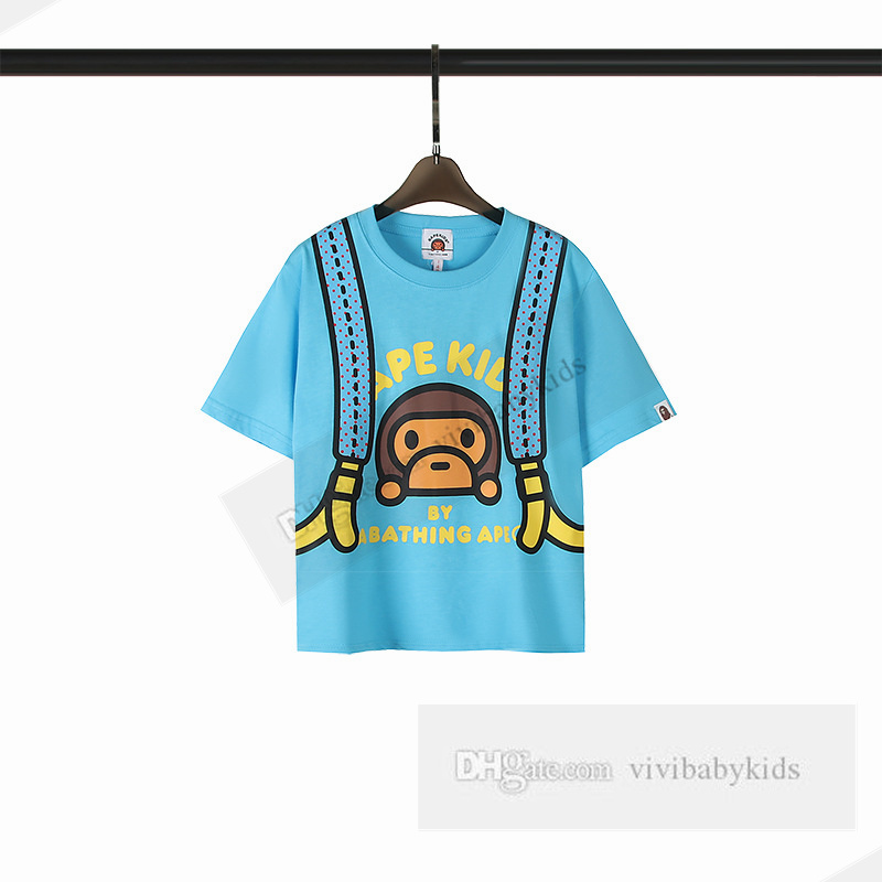 Designer Kids Cotton T-shirt Boys Boys Monkey Zackpacks Lettera Stampato Topvi casual Tops Summer Cartoon Short Short Maniche Tees Z7585