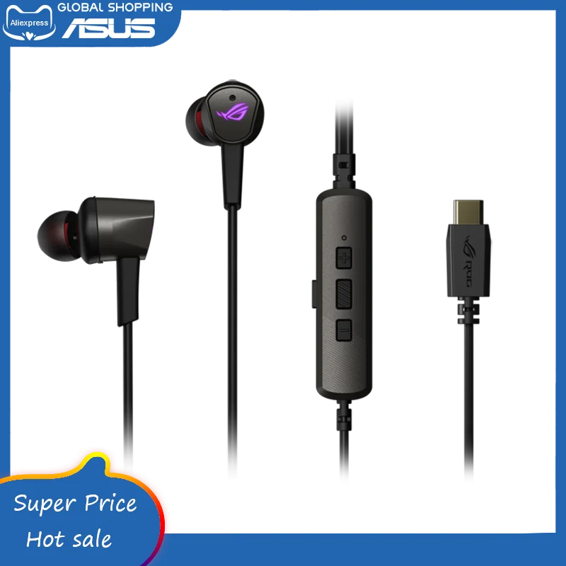 Acessórios Asus ROG CETRA II INEAR GAMING fones de ouvido Earbuds Microfone ANC USBC Aura Sync RGB Iluminação para telefone/pc/mac/nintendo fone de ouvido