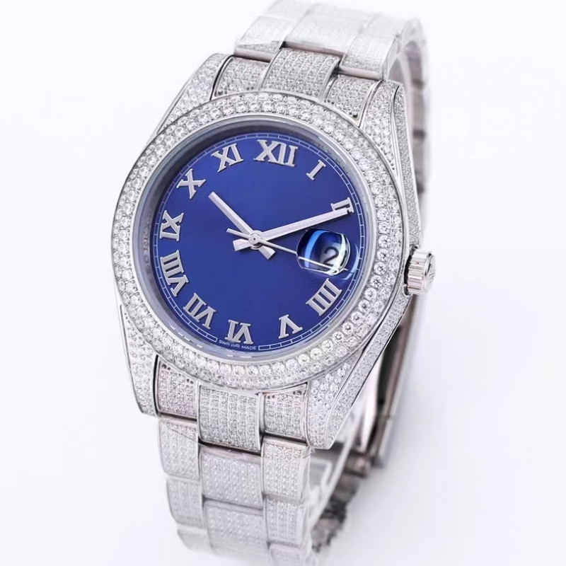 Wrist watches Classic Diamond Watch Mens Watch Automatic Mechanical Wristwatch 41MM Mosan Sapphire Waterproof Dign Diamond-Strap Montre De Free transport
