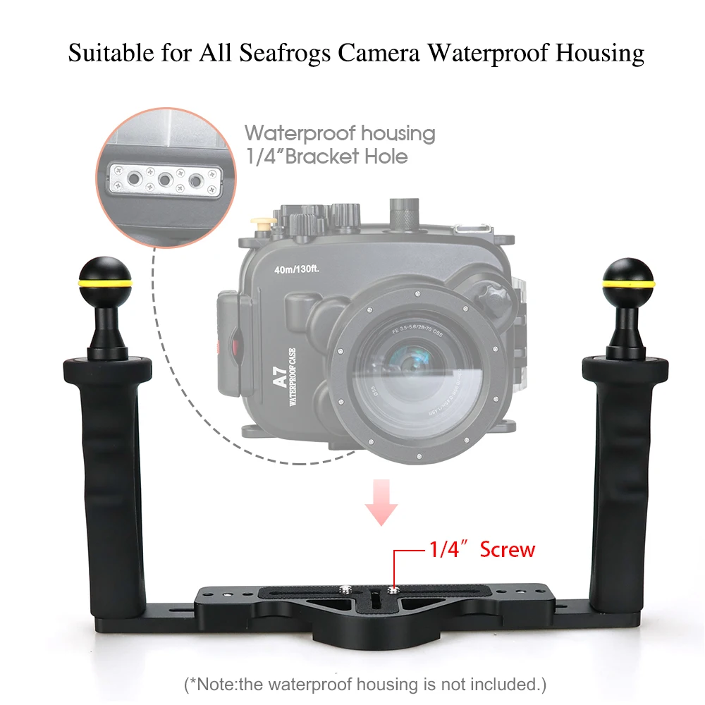 Kameror aluminiumlegering dykhandtag magasinfästet dubbla handhållna handgreppvideostabilisator bärbar balancerhållare med bolladapter