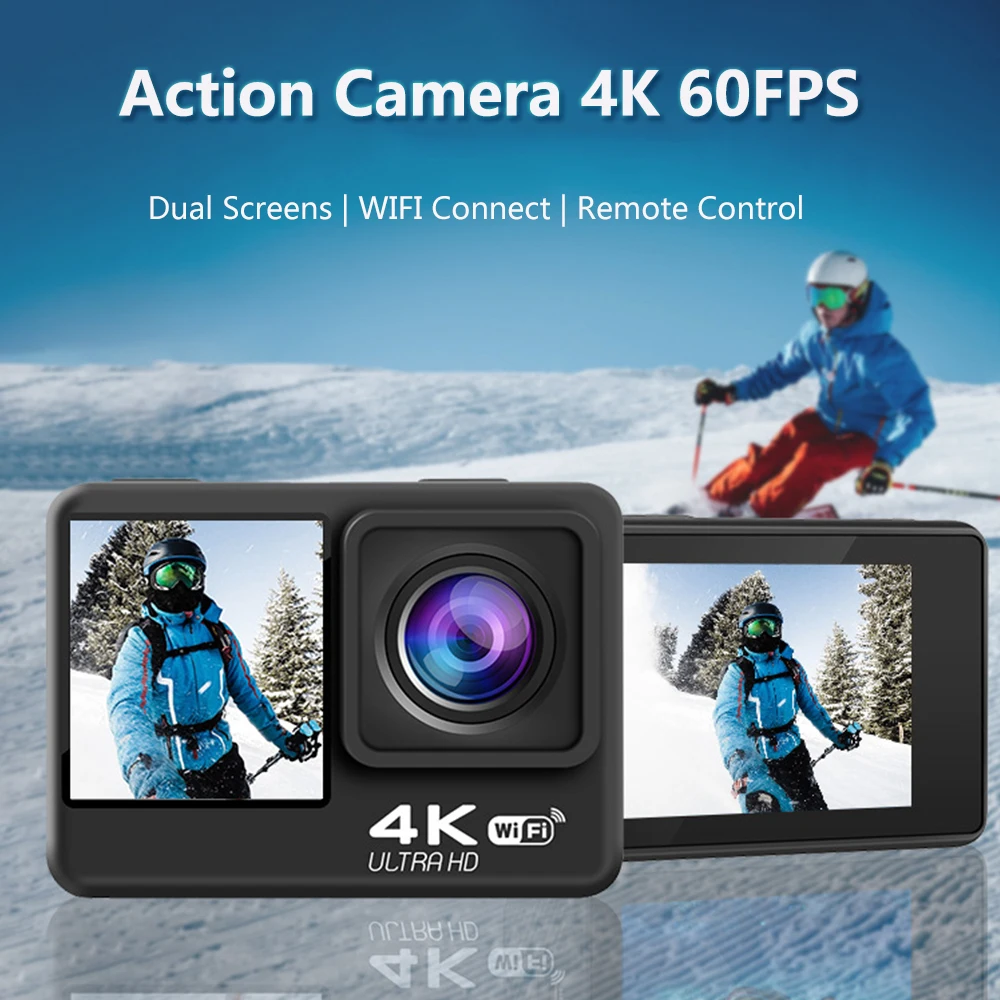 Cameras AKASO 4K HD Dual Screen 60FPS Action Camera WiFi Touch Screen Helmet Cam EIS Remote Control Underwater Waterproof Sport Cameras
