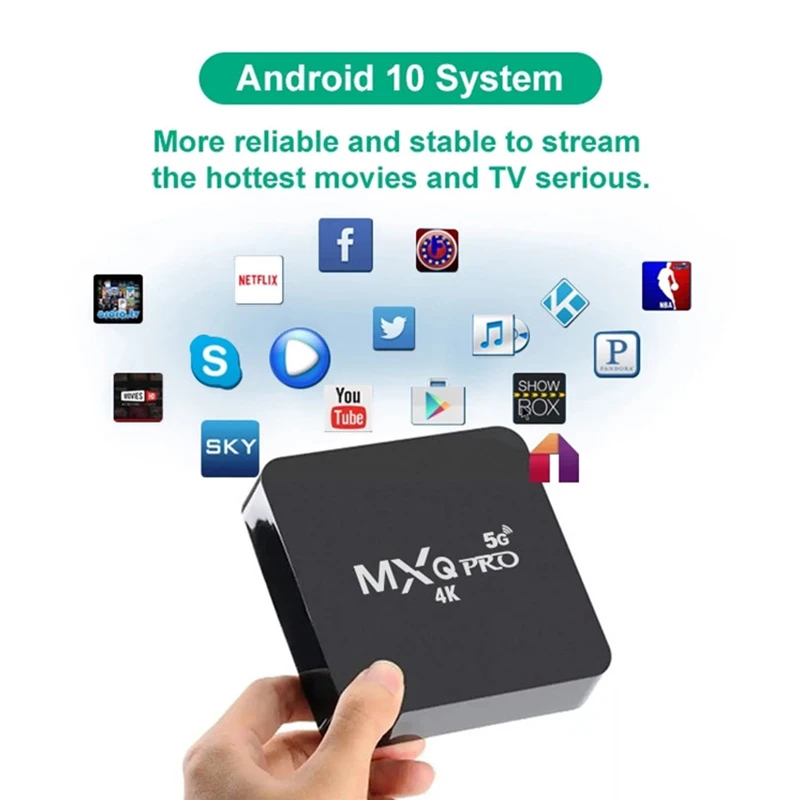 Box MXQ Pro 4K Smart TV Box Android 10 RK3128 Media Player 2G+16G com 2,4g WiFi Quadcore Multimedia Player Set Top Box Television