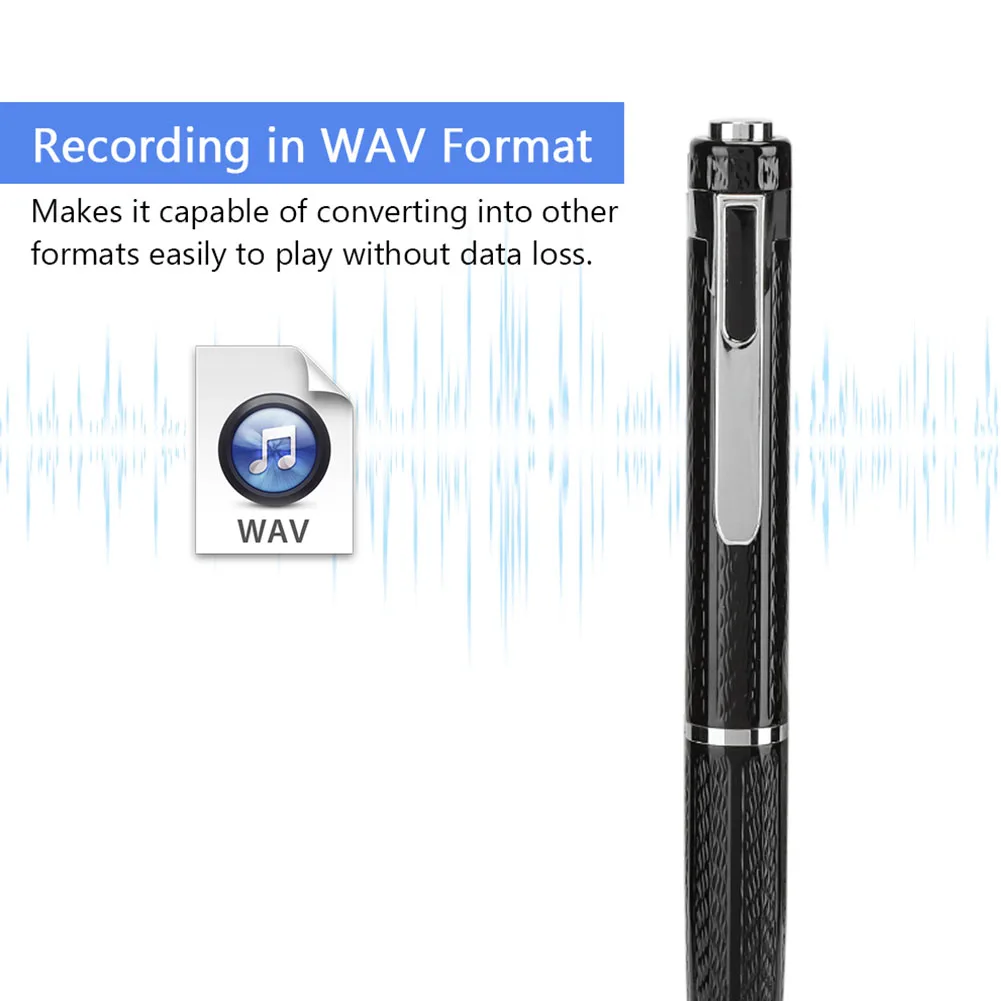 Gravador Penshaped Continuous 10hour Voice Recorder 192kbps Onebutton Audio Recorder Audio Video de áudio portátil